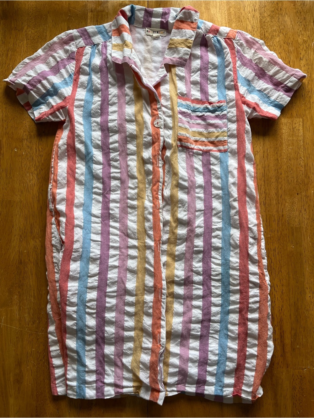 Roller Rabbit Multicolor Striped Short-Sleeve Cotton Nightshirt